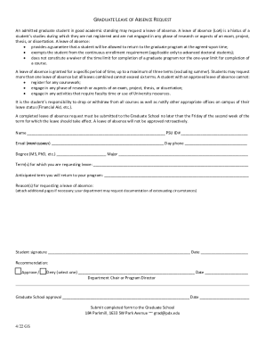 Fillable Online Graduate Leave of Absence Request form Fax Email Print ...