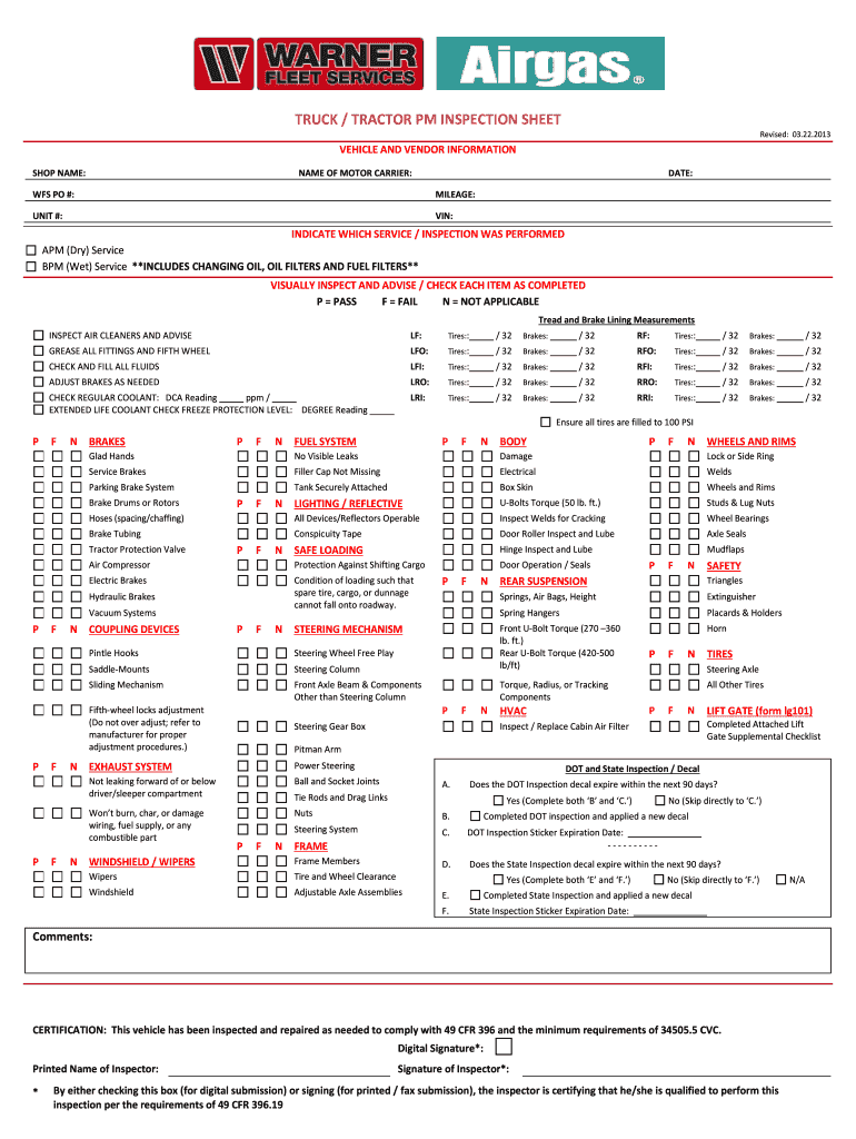 Semi Truck Inspection Report