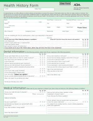 Printable Medical History Update Form For Dental Office - prntbl ...