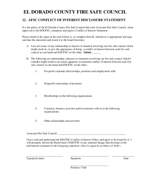 Fillable Online 12 AFSC Conflict of Interest Disclosure Statement Fax ...