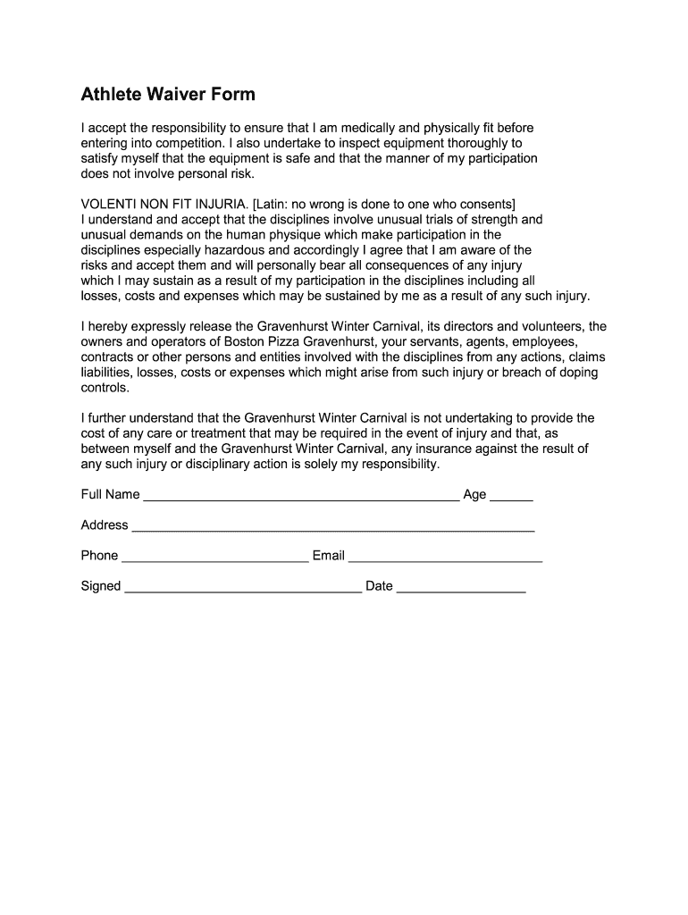 Free Sports Waiver Release Forms