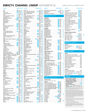 Fillable Online DIRECTV CHANNEL LINEUP ALPHABETICAL Fax Email Print ...