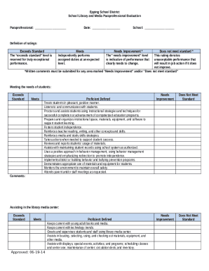 School Library and Media Paraprofessional Evaluation Doc Template ...