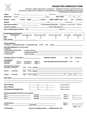 Fillable Online MSK Preadmission Form - GTA Rehab Network Fax Email ...