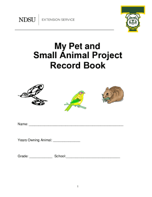 Fillable Online My 4-H Pet and Small Animal Project Record Book - ag ...