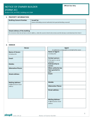 Fillable Online Form 2C NOTICE OF OWNER-BUILDER Fax Email Print - pdfFiller