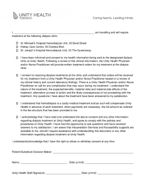 Fillable Online Visiting dialysis consent form Fax Email Print - pdfFiller