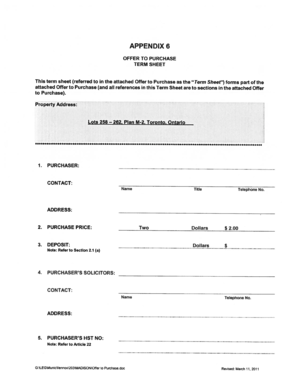 Real estate term sheet template - APPENDIX 5 FORM 1 (MANDATORY) PROPOSAL ... - City of Toronto