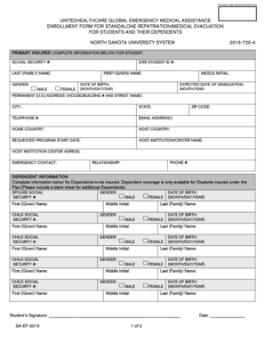 Group number on insurance card united healthcare - Processor Date Stamp Received Here UNITEDHEALTHCARE GLOBAL EMERGENCY MEDICAL ASSISTANCE ENROLLMENT FORM FOR STANDALONE REPATRIATION/MEDICAL EVACUATION FOR STUDENTS AND THEIR DEPENDENTS NORTH DAKOTA UNIVERSITY SYSTEM 20157204 PRIMARY INSURED