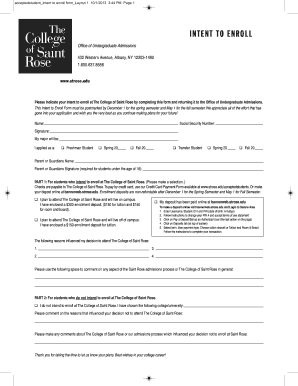 Letter of intent enrollment - Intent to enroll form - The College of Saint Rose