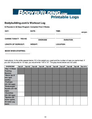 Bodybuilding Excel Templates ~ Weekly Gym Workout Plan Schedule ...