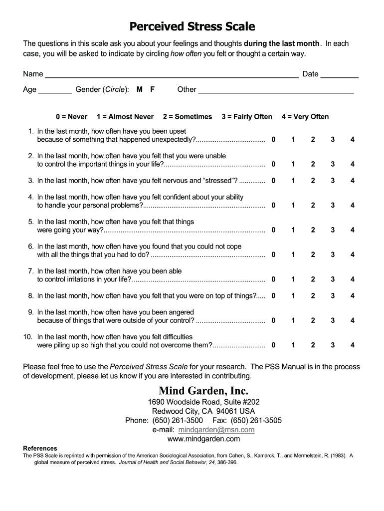 perceived stress scale Preview on Page 1