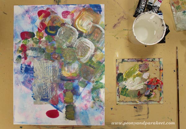 Intuitive still life painting in progress. By Paivi Eerola from Peony and Parakeet.