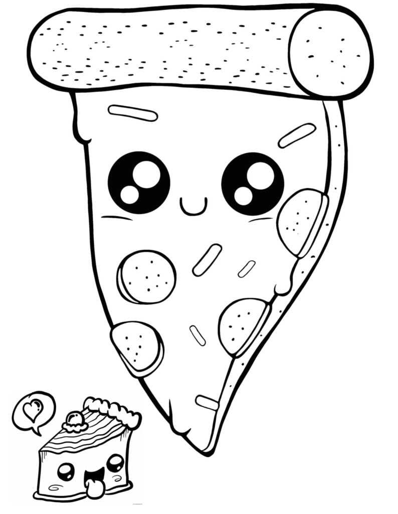 kawaii pizza desene de colorat 