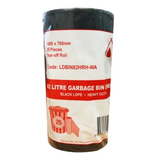 82 LITRE GARBAGE BIN LINER BLACK LDPE HEAVY DUTY