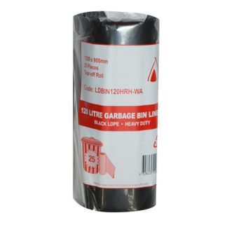 120 LITRE GARBAGE BIN LINER BLACK LDPE HEAVY DUTY