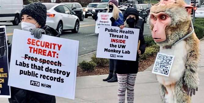 protestors gather at uw security conference protest in response to destroyed records