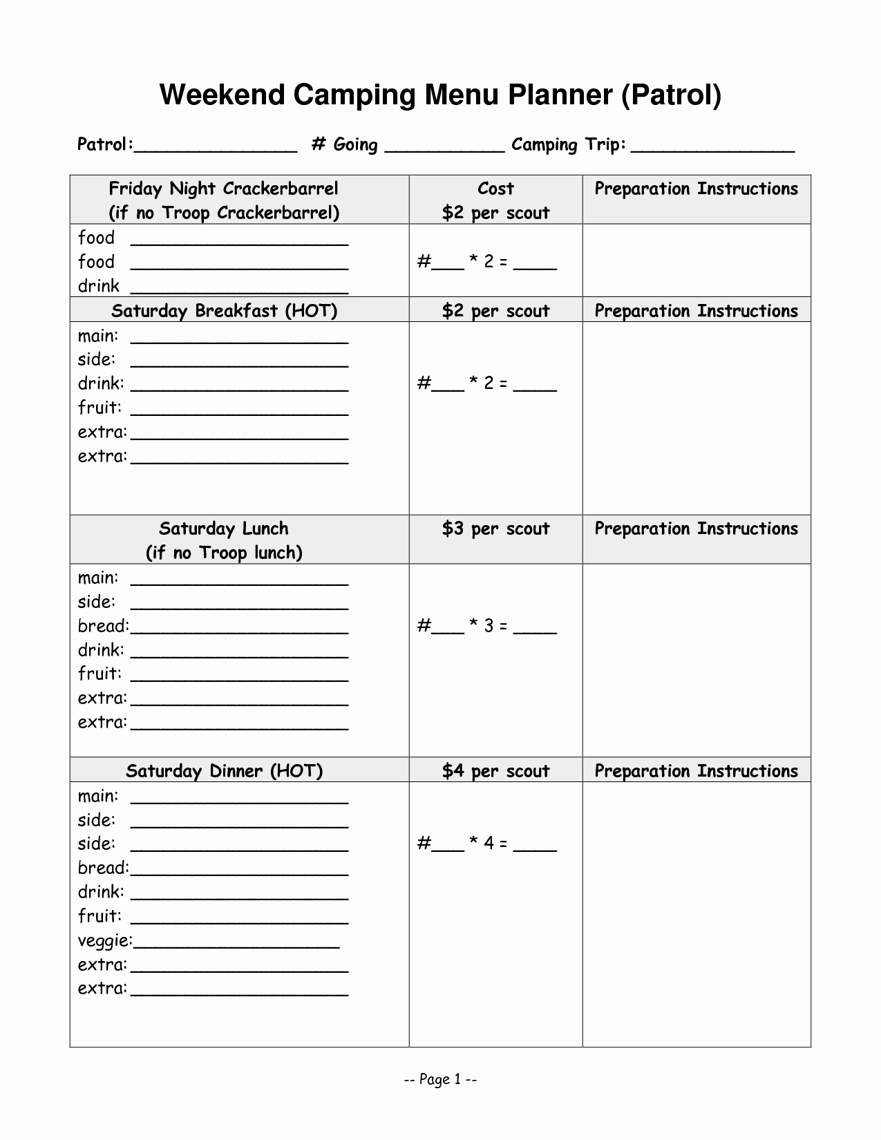 Cub Scout Calendar Template Beautiful Template for Boy Scout Camping Trips Google Search