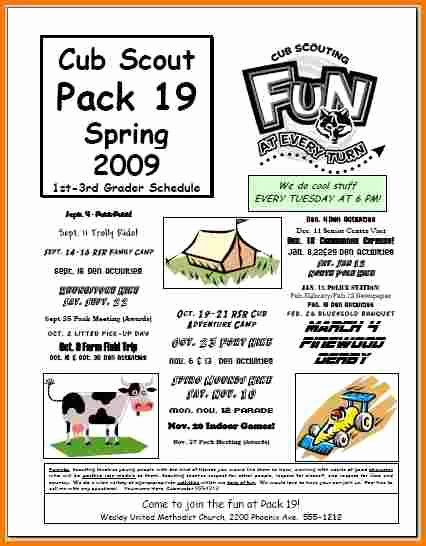 Cub Scout Calendar Template Inspirational Flyer Example