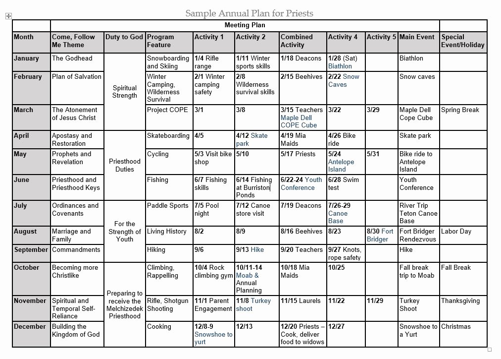 Cub Scout Calendar Template Unique Annual Plan—the Biggest Predictor for Success the Boy