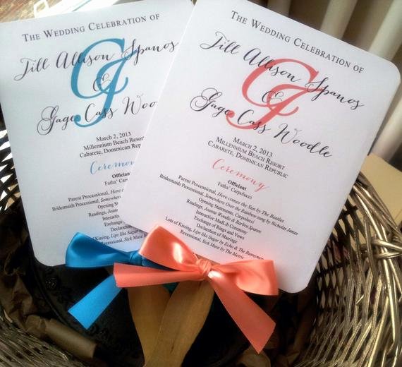 Free Wedding Program Fan Templates Unique Turquoise Wedding Program Fans Pick Two by Pinkorchidinvites