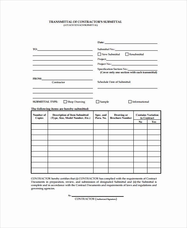 Material Transmittal form Inspirational 8 Sample Submittal Transmittal forms Pdf Word