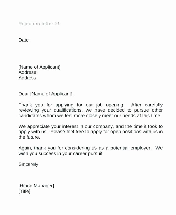 Rejection Letter for Internal Candidate Awesome Rejection Letter Template after Interview – Tracenumberr