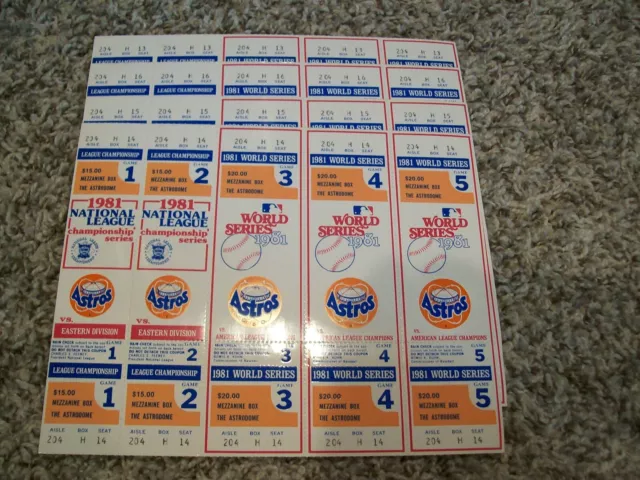 1981 WORLD SERIES & Playoff Tickets Houston Astros $120.00 - PicClick