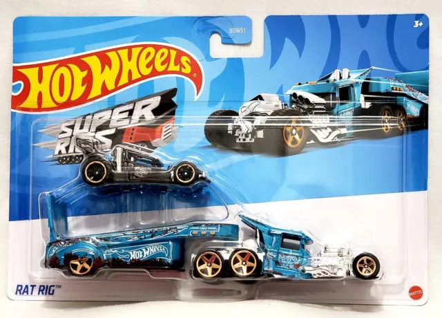 2022 HOT WHEELS Super Rigs - Rat Rig - Rat Rod Semi Truck And Car - 1: ...