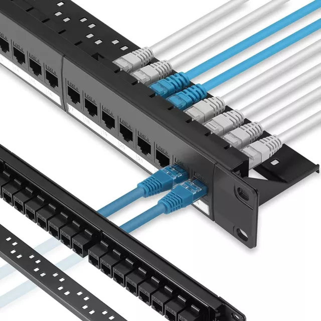 PATCH PANEL 24 Port Cat6A with Inline Keystone, Coupler Patch Panel STP ...