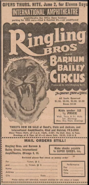 1960 RINGLING BROS & Barnum Bailey Circus Amphitheatre Chicago ...