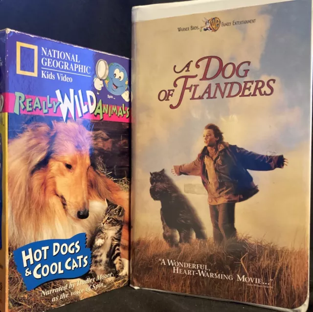 VHS DOG/CAT VIDEOS (2)Hot Dogs Cool Cats Dog of Flanders National Geo ...