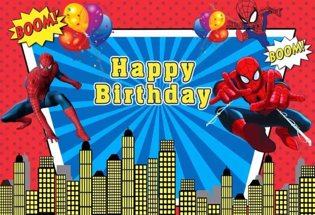 SPIDERMAN BAMBINI BUON compleanno foto sfondo striscione decorazione ...