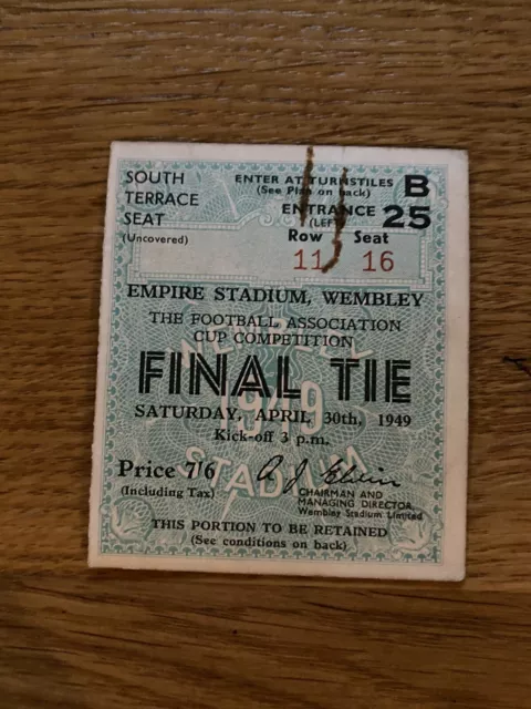 1949 ORIGINAL FA Cup Final Ticket Wolves V Leicester Vgc £46.99 ...