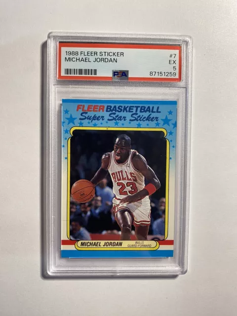 1988 FLEER STICKER Basketball #7 Michael Jordan Chicago Bulls HOF PSA 5 ...