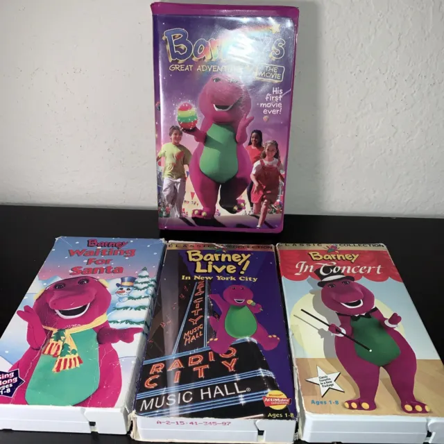 BARNEY VHS LOT Of 4 Barney Movie Waiting For Santa, Barney Live NYC, In ...