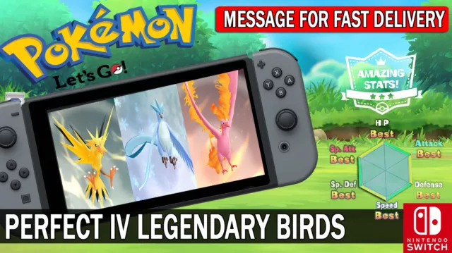 POKÉMON LET'S GO Shiny Perfect IV Articuno, Moltres & Zapdos Legendary ...