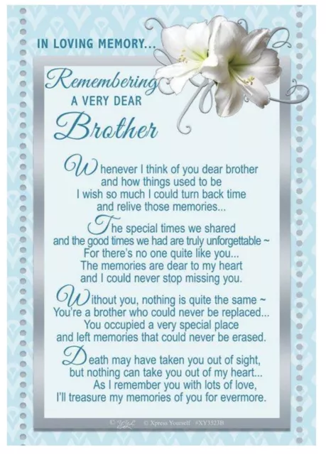 IN LOVING MEMORY Brother, Graveside memorial card, Remembrance Very ...