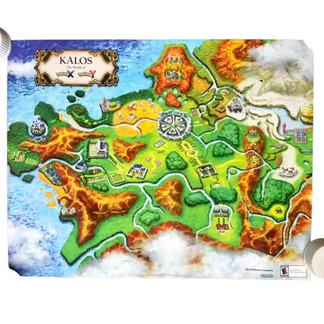 POKEMON X & Y World of Kalos Map 2013 Double-Sided Poster 22x28 ...