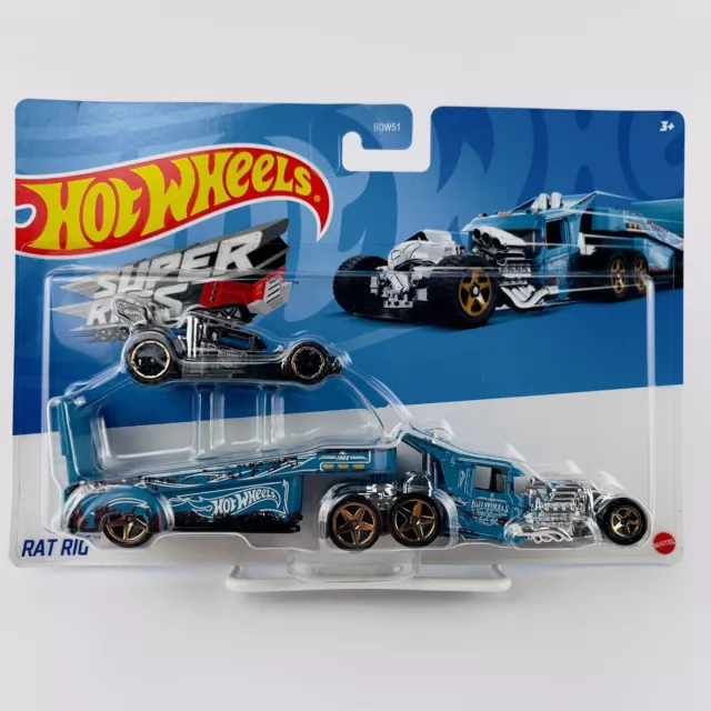 HOT WHEELS SUPER Rigs: Rat Rig W/ Black Bone Speeder and Turquoise/Blue ...