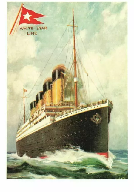 ART POSTCARD WHITE Star Line RMS Titanic at Sea, Sank 15th April 1912 ...