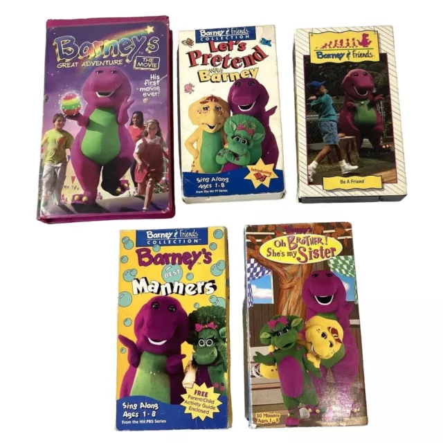 5 BARNEY VHS Video Tape Sing-Along Great Adventure Manners Pretend Be ...