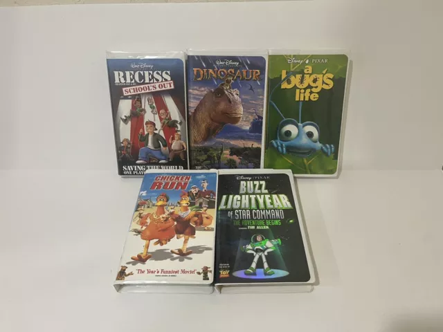 DISNEY PIXAR DREAMWORKS VHS Lot Of 8 Shrek Aladdin Antz Monsters Inc ...