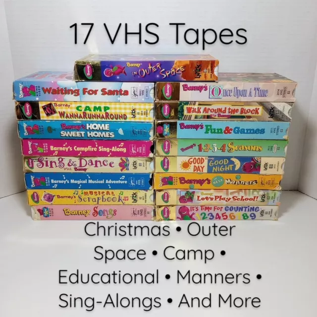 BARNEY VHS AND Friends Lot Of 17 Tapes Vintage Purple Dinosaur Kids ...