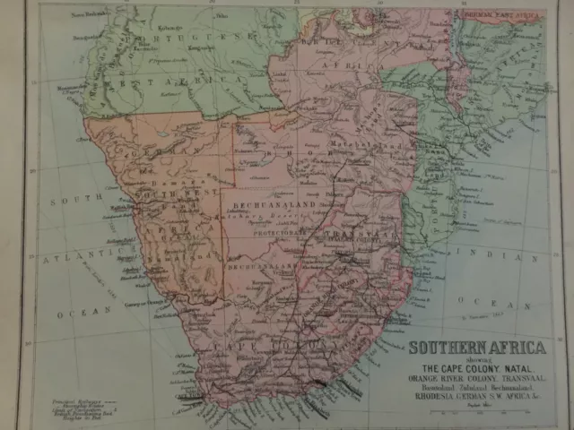 ANTIQUE MAP DATED 1901 Map Of Southern Africa Showing The Cape Colony ...