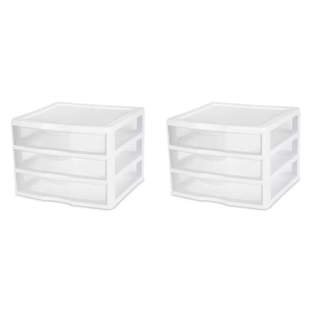 STERILITE WIDE 3 Drawer Unit Plastic, White, Set of 2 $26.96 - PicClick