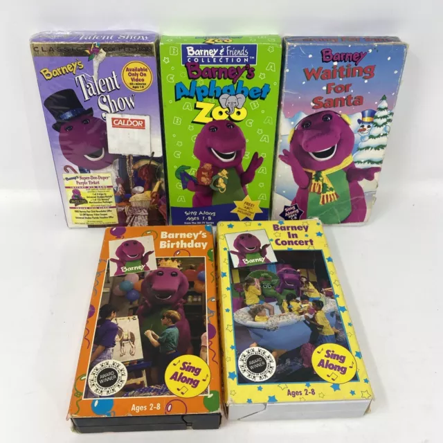 BARNEY THE PURPLE DINOSAUR 1990's VHS TAPE LOT OF 5 SING ALONG CONCERT ...