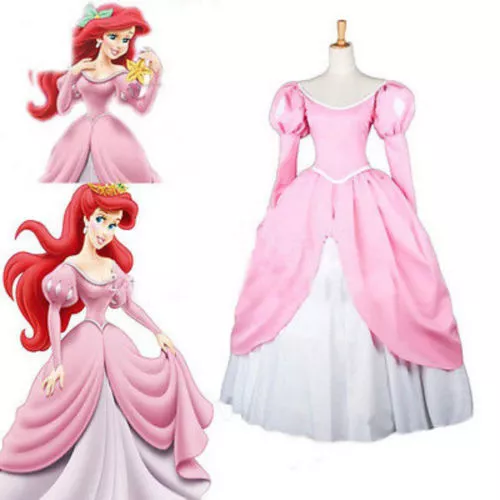 NEWEST ADULT PRINCESS Mermaid princess Ariel Pink Made Dress Cosplay ...