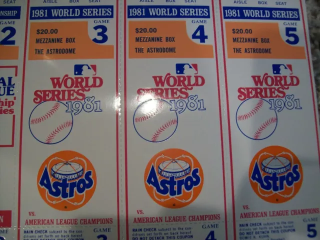 1981 WORLD SERIES & Playoff Tickets Houston Astros $120.00 - PicClick