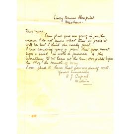 Letters to Louisa Linning regarding employment at the Lady Bowen Hospital, John Flynn's hospital and the Ipswich General Hospital, Ipswich, c.1912